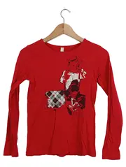 Vorschaubild 4 von Mädchen Langarmshirt Gr. M rot Print Motiv Baumwolle Casual