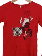 Vorschaubild 2 von Mädchen Langarmshirt Gr. M rot Print Motiv Baumwolle Casual