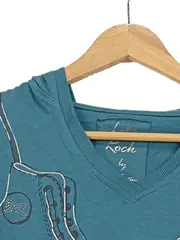 Vorschaubild 2 von Damen Sweatshirt XS Petrol Kurzarm Kapuze Sneaker Print