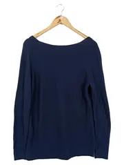 Vorschaubild 2 von Damen Pullover Blau Gr. 34/XS Casual V-Ausschnitt Baumwolle