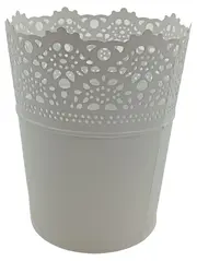 Vorschaubild 1 von SKURAR Übertopf Blumentopf Metall Weiß Lochmuster Romantisch 14x22 cm