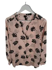 Vorschaubild 1 von Premium Damen Bluse Gr. 40/L Rosa Blumenmuster Langarm