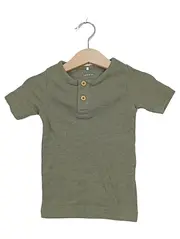 Vorschaubild 1 von Baby T-Shirt Gr. 92 Kurzarm Rippstrick Oliv Henley