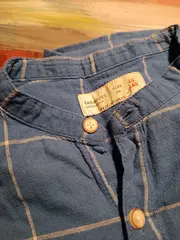 Vorschaubild 2 von Boys Karo Hemd Langarm Jungen Gr. 140 Blau Weiß Leinen