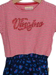 Vorschaubild 3 von Mädchen Kleid Set Shirt Rock Gr. 104 Streifen Leopard Rot Blau