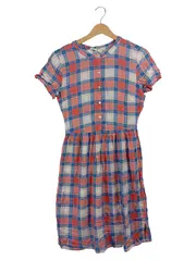 Vorschaubild 1 von Damen Blusenkleid kariert Gr. 34 XS Rot Blau Casual