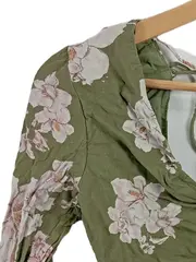 Vorschaubild 3 von Damen Bluse Crop Top Blumenmuster Oliv Gr. 36, S Bohemian