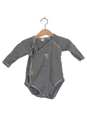 Vorschaubild 1 von Baby Body Langarm Gr. 74 Schwarz Weiß Gestreift Wickelbody