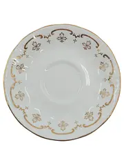 Vorschaubild 1 von Royal Osborne Untertasse Blattmuster Goldrand Porzellan Weiß 14 cm