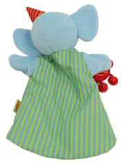 Vorschaubild 2 von Handpuppe Elefant mit Partyhut Kuscheltier Blau Gestreift 30cm
