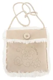 Vorschaubild 1 von Kinder Umhängetasche Beige Stoff Kunstfell Blumen Casual