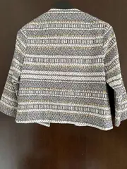 Vorschaubild 2 von Damen Jacke Tweed-Optik Gr. 38 Grau Ethno Muster Baumwolle