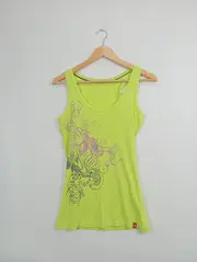 Vorschaubild 2 von EDC Damen Tanktop Shirt Gr. 38/M Grün Blumenmuster Casual