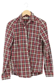 Vorschaubild 1 von Damen Bluse Gr. 36/S Mehrfarbig Kariert Casual Langarm Baumwolle