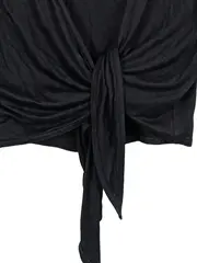 Vorschaubild 2 von Damen Wickelshirt mit Knoten Gr. 38/M Schwarz Casual Top