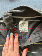 Vorschaubild 4 von Kinder Poloshirt Grau Gestreift Gr. 128/134 3/4-Arm Casual