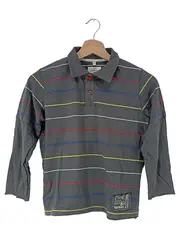 Vorschaubild 1 von Kinder Poloshirt Grau Gestreift Gr. 128/134 3/4-Arm Casual