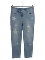 Vorschaubild 1 von Damen Jeans Slim Fit Gr. 19 (38) Blau Sterne Glitzer Casual