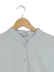 Vorschaubild 3 von Damen Bluse Lochstickerei Baumwolle Blau Gr. 38/M Casual