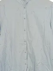 Vorschaubild 2 von Damen Bluse Lochstickerei Baumwolle Blau Gr. 38/M Casual