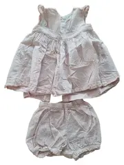 Vorschaubild 5 von Baby Mädchen Kleid + Hose Set Gr. 74 Rosa Kariert Sommer
