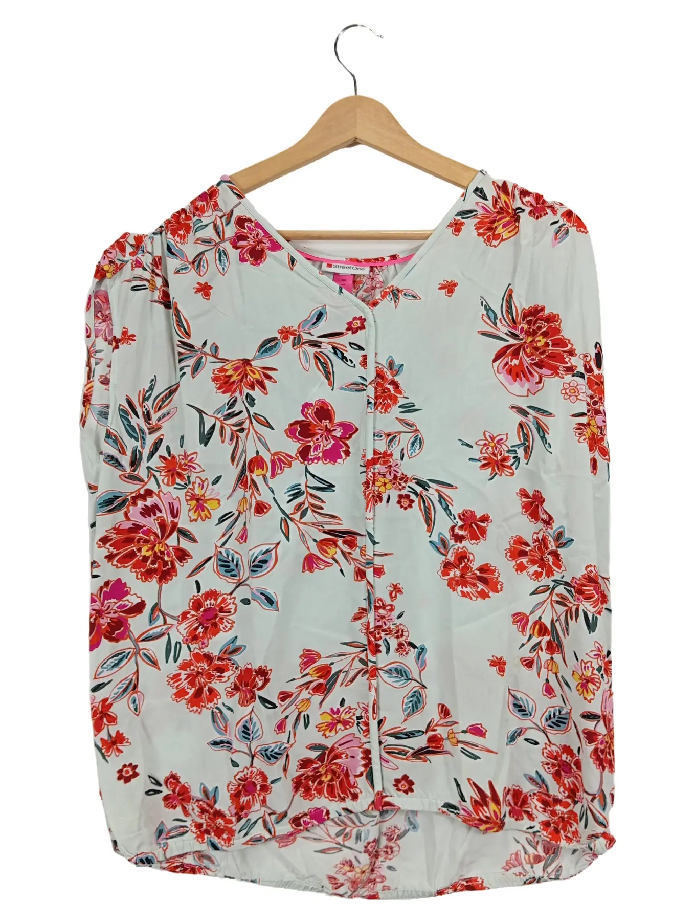 STREET ONE Damen Bluse Blumenmuster Langarm Viskose Freizeit L 40