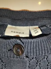Vorschaubild 2 von Mädchen Bolero Strickjacke Gr. 122-128 Blau Lochmuster