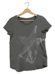 Vorschaubild 1 von Damen T-Shirt Gr. S Grau Stern Print Casual Kurzarm