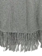 Vorschaubild 4 von Damen Poncho Gr. S Grau Fransen Mohair Mix Strick Bohemian