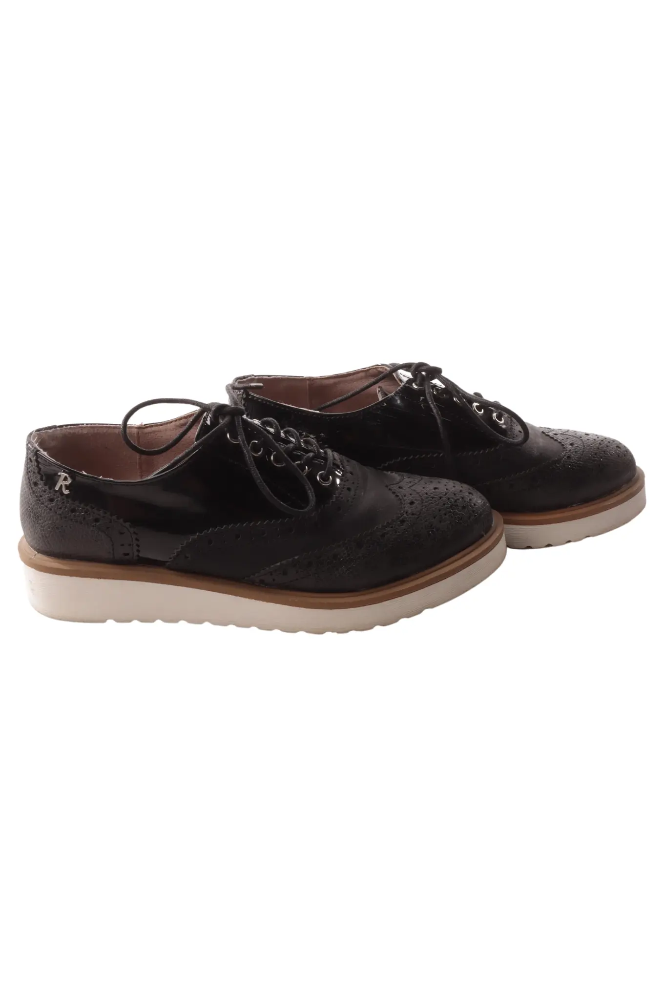 REFRESH Damen Plateau Brogues Schnürschuhe Gr. 37 Schwarz Klassisch