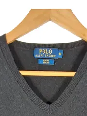 Vorschaubild 2 von Herren Pullover V-Ausschnitt Grau Slim Fit Gr. M Wolle