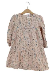 Vorschaubild 1 von Freizeitkleid Mädchen Rosa Blumenmuster Gr. 104 Baumwolle