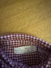 Vorschaubild 2 von Baby Mädchen Bluse Gr. 74 Kariert Rot Weiß Rüschen Langarm