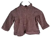 Vorschaubild 1 von Baby Mädchen Bluse Gr. 74 Kariert Rot Weiß Rüschen Langarm