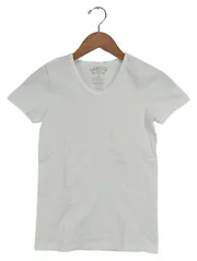 Vorschaubild 2 von T-Shirt Kinder Gr. 152 Weiß V-Ausschnitt Basic Baumwolle