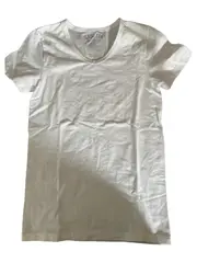 Vorschaubild 5 von T-Shirt Kinder Gr. 152 Weiß V-Ausschnitt Basic Baumwolle