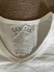 Vorschaubild 4 von T-Shirt Kinder Gr. 152 Weiß V-Ausschnitt Basic Baumwolle