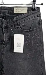 Vorschaubild 2 von Denim Skinny Jeans Damen W29 L30 Grau Sterne Strass NEU