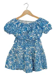 Vorschaubild 1 von Mädchen Sommer Set Crop Top Rock Gr. 128 Blau Weiß Strand Muster