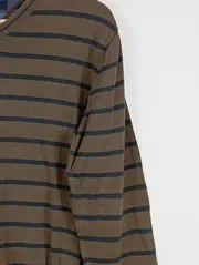 Vorschaubild 3 von Herren Pullover M Braun Gestreift V-Ausschnitt Casual