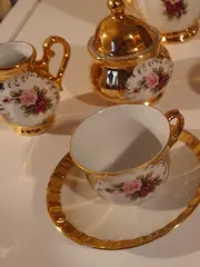 Vorschaubild 3 von Royal Porzellan KPM Kaffeeservice Gold Rosen 15tlg 6 Pers. Luxus