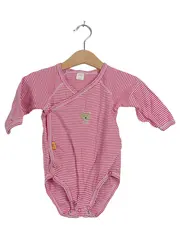 Vorschaubild 1 von Wickelbody Langarm Gr. 74 Pink Gestreift Teddybär Stickerei Baby