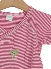 Vorschaubild 2 von Wickelbody Langarm Gr. 74 Pink Gestreift Teddybär Stickerei Baby