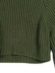 Vorschaubild 2 von Damen Pullover Grün L Rippstrick Casual Cropped Langarm