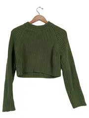 Vorschaubild 1 von Damen Pullover Grün L Rippstrick Casual Cropped Langarm