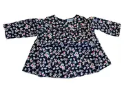 Vorschaubild 1 von Mädchen Bluse Gr. 74 Blau Blumenmuster Feminin Baumwolle