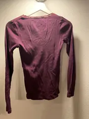 Vorschaubild 5 von Langarmshirt Damen Gr. 36/S Lila Casual Baumwolle Rippstrick