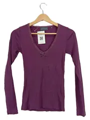 Vorschaubild 1 von Langarmshirt Damen Gr. 36/S Lila Casual Baumwolle Rippstrick