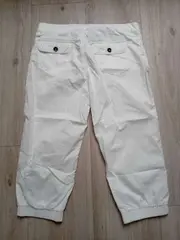 Vorschaubild 2 von Damen Caprihose Stoffhose Weiß Gr. 38 Baumwolle