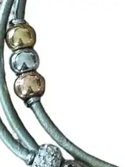 Vorschaubild 3 von Damen Armband Leder Silber mit Perlen Strass Tricolor 20cm